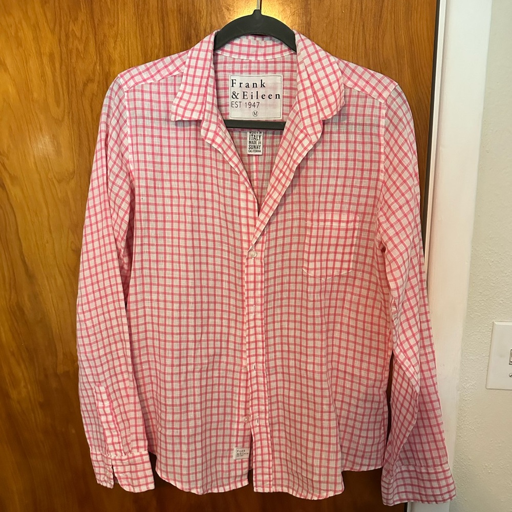 Frank & Eileen Pink Checkered Button Down Shirt
